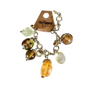 Pier 1 Chunky Beaded Bracelet Gold Tone Boho NWT